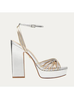 Veronica Beard Fletcher Metallic Ankle-Strap Sandal | Size 7M
